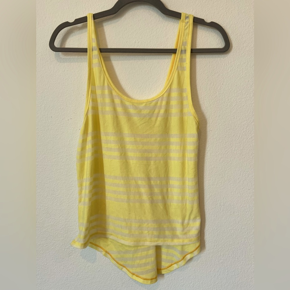 Lululemon Sheer Yellow Cotton Striped Tank Top 6